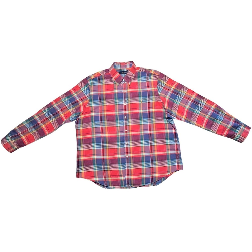 Ralph Lauren Plaid Button Down Shirt Men's XXL Long Sleeve Multicolor Logo - Picture 2 of 9